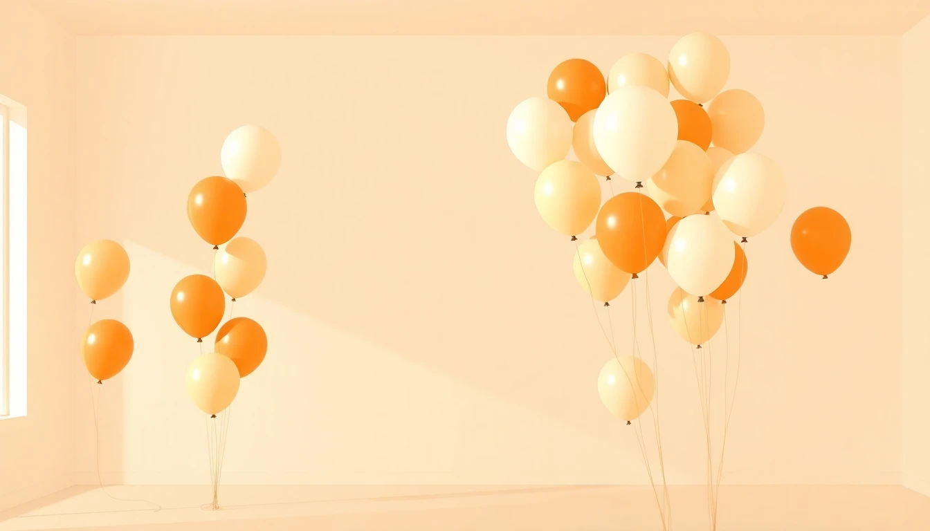 Grupo de globos de colores en un estudio de diseño