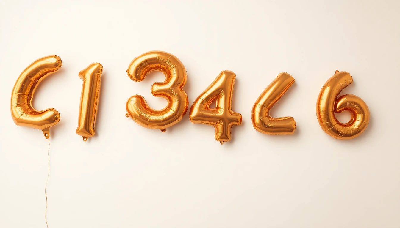 Globos metálicos con formas de números y letras
